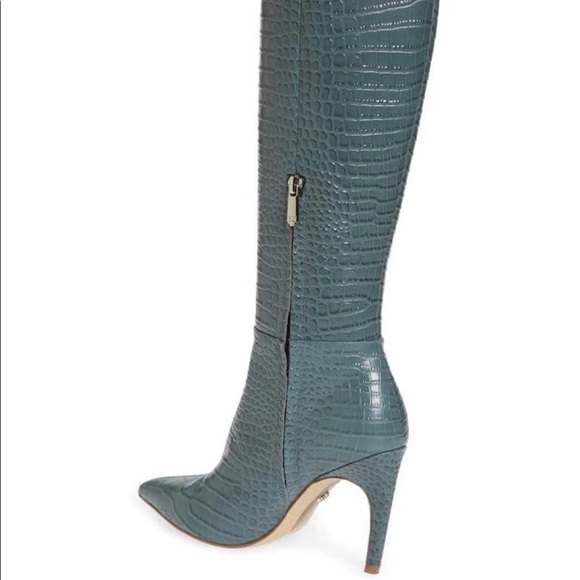 Sam Edelman Shoes | Sam Edelman Fraya Crocodile Boots | Color: Blue/Gray | Size: 7 | Coralalkashif's Closet
